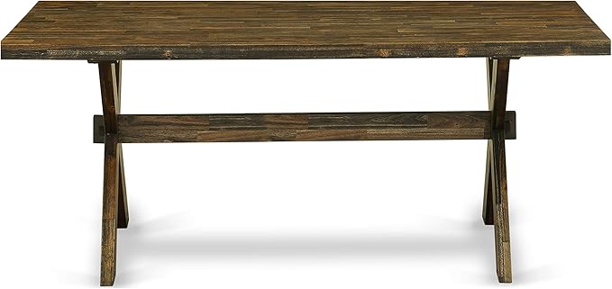 East West Furniture X777FL716-5 5 Piece Dining Set Includes a Rectangle Dining Room Table with X-Legs and 4 Dark Khaki Linen Fabric Upholstered Parson Chairs, 40x72 Inch, Multi-Color
