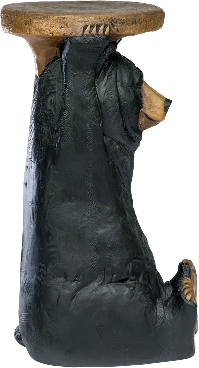 Design Toscano Black Forest Bear Pedestal Table Rustic Cabin Decor, 24 Inch T...