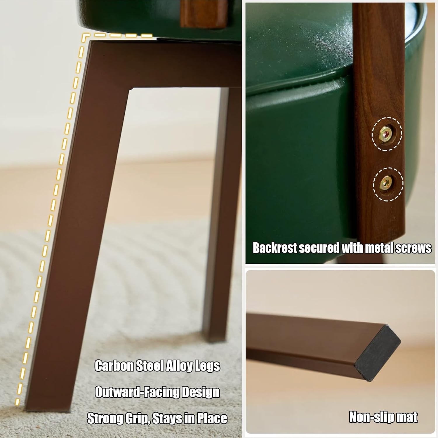 Work Vanity Chair, Swivel Stools, Vintage Upholstered Chairs, Widen The Large Seat Surface, for Pub Coffee Home Dinning Kitchen Island(Green)