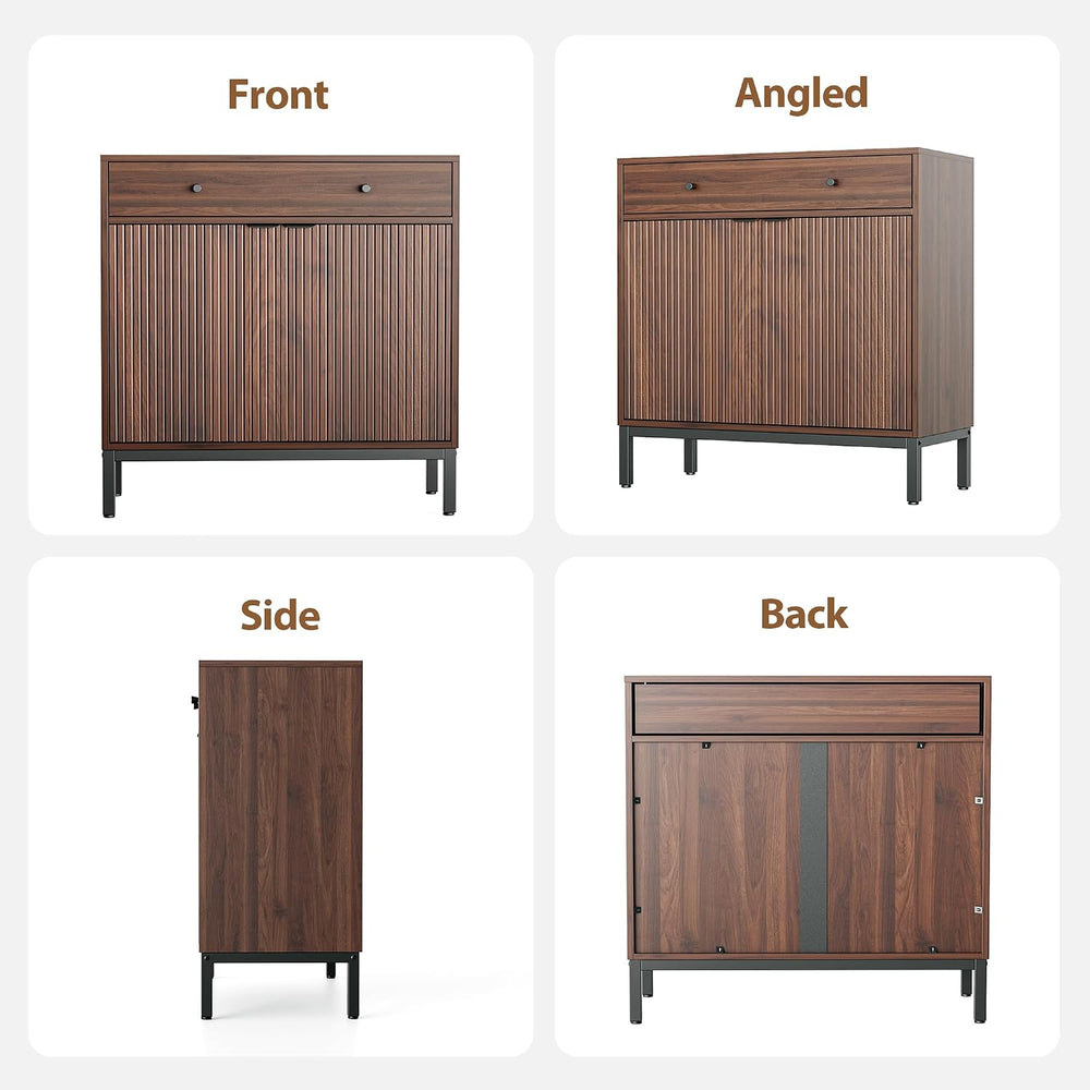 Mericonia Sideboard Buffet Cabinet Storage, Modern Console Fluted Credenza