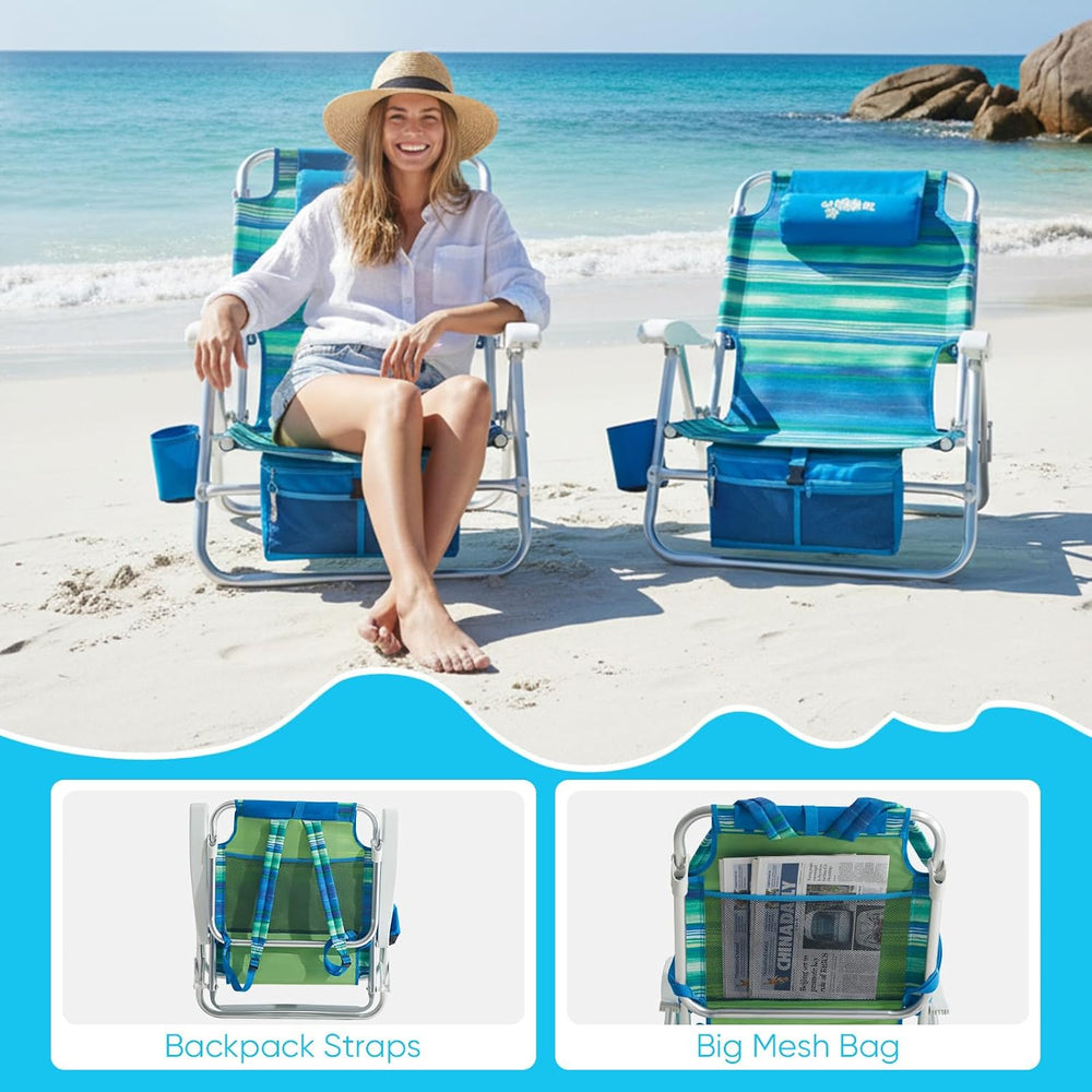 Old Bahama Bay Beach Chairs for Adults, 7-Position Classic Lay Flat Beach Cha...