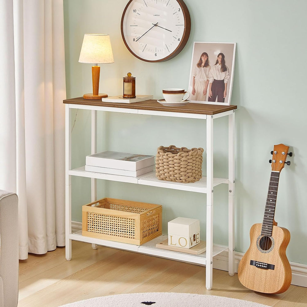 HOOBRO 29.5" Narrow Console Table, 3 Tier Entryway Table with Shelves, T...