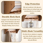 100% Solid Wood Wall Hooks with Shelf, Rustic Coat Rack with Shelf Wall-Mounted, Farmhouse Decor Shelves with 4 Hooks for Clothes Hats Towel Purse Robes, Bathroom Mudroom Bedroom, Entryway