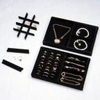 ProCase Stackable Jewelry Organizer Trays for Drawers, Jewelry Drawer Inserts Container Display Case Storage for Earring Necklace Rings Bracelet with Removable Dividers -Allblack, 2 Layers