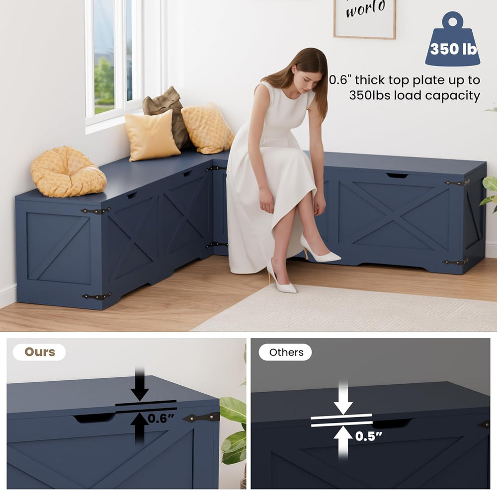 Godchoices L Shape Breakfast Nook Bench, Backless Corner Bench with Storage, ...