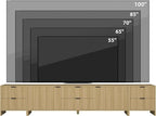 Fluted TV Stand for Living Room, Modern TV Console with 6 Drawers,Wood Entertainment Center with Storage Cabinets & Adjustable Shelves for Living Room, for TVs up to 100",Natural Oak