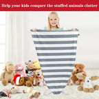Jorbest Bean Bag Stuffed Animals Storage, Stuffed Animals Bean Bag Storage for Adults and Kids, Luxury Velvet Covers Only without Filling (Stripe White Gray, 200L/52 Gal)