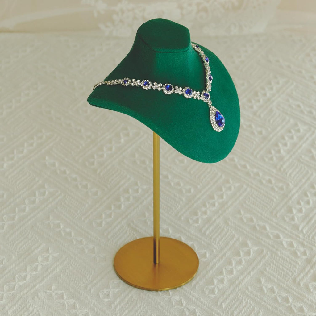 Necklace Display Stand For Selling Velvet Chain Jewelry Bust Holder Organizer With Stainless Steel Stand Jewelry Display