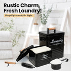 Farmhouse Metal Detergent Pod Container with Dryer Sheet Holder for Laundry Room Organization and Storage - Holds Over 200 Pods and 300 Sheets