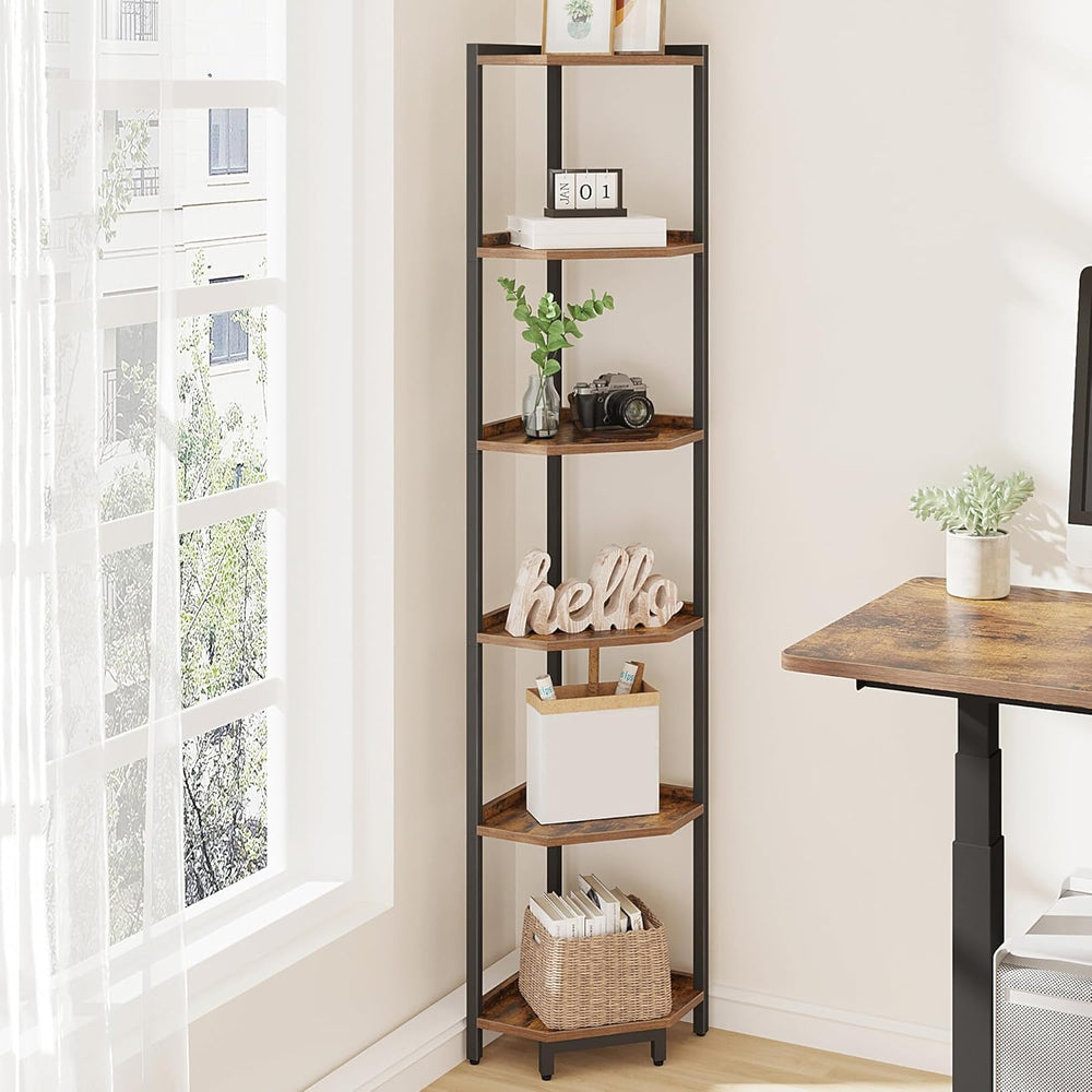 Hzuaneri Corner Shelf Stand, Corner Bookshelf, Storage Standing Shelf Unit wi...