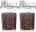 3-5Lbs Airtight Small Cat Dog Pet Food Storage Containers BPA Free, with Large Pour Spout/1 Measuring Cup/ 4 Safety Locks and Double-layer Silicone Strip (Clear Grey 2Pack)