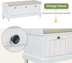 Merax Classic Storage Bench with Cushioned Seat and Three Drawers for Entryway & Living Room & Bedroom, White