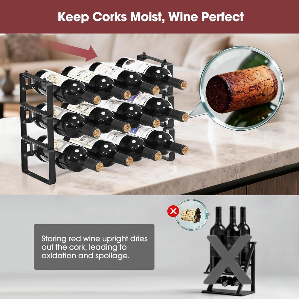 Stackable Countertop Wine Rack, 12 Wine Bottles Holder for Inside Cabinet | I...