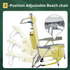 Aluminum Beach Chair Oxford Fabric 100kg Capacity Khaki | Seat Height 20.1 cm, 19.7" x 16.5" Seat, Silver Aluminum Frame, Lightweight Portable, Outdoor Use