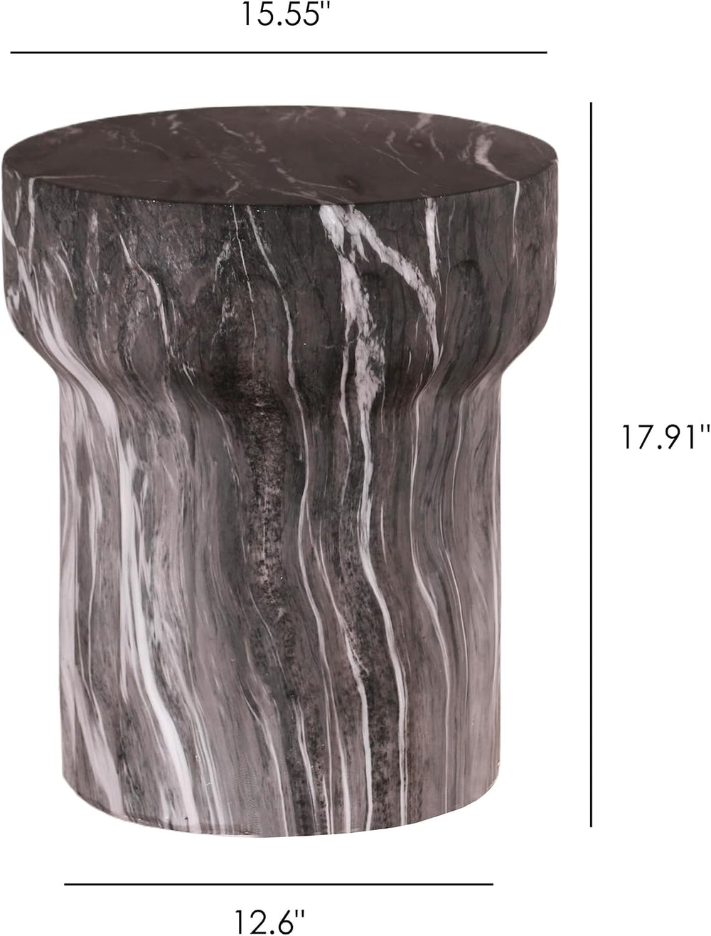 16" Weatherproof Side Table, End Table with Modern Geometry, Accent Tabl...