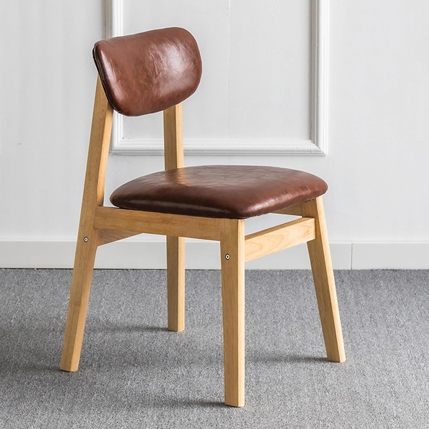 Dining Chairs, Waiting Room Chair, Solid Wood Modern Dinner Stool, Bar Stool, with Curved Backrest, for Kitchen, Living Room, Study(Browns)