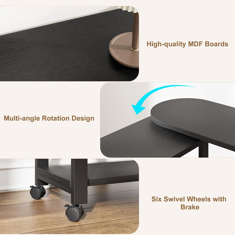 Towallmark 360° Free Rotating Sofa Side Table, End Table with Charging Statio...