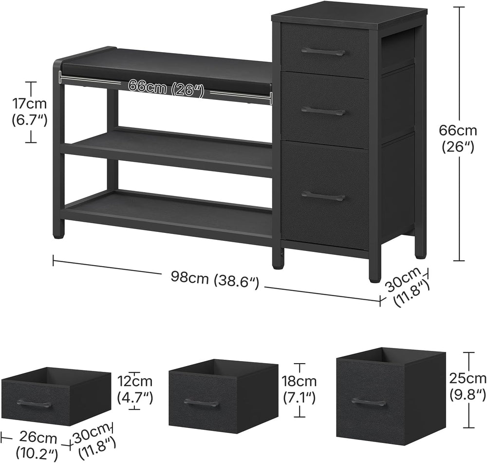 YATINEY Entryway Bench with Shoe Storage, 3-Tier Shoe Rack Bench with Wooden ...