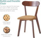 Walnut Solid Wood Chairs Set of 6 for Living Room and Home Kitchen, with Khaki Fixed Cushion (Louis-6 Walnut, Walnut/Khaki)