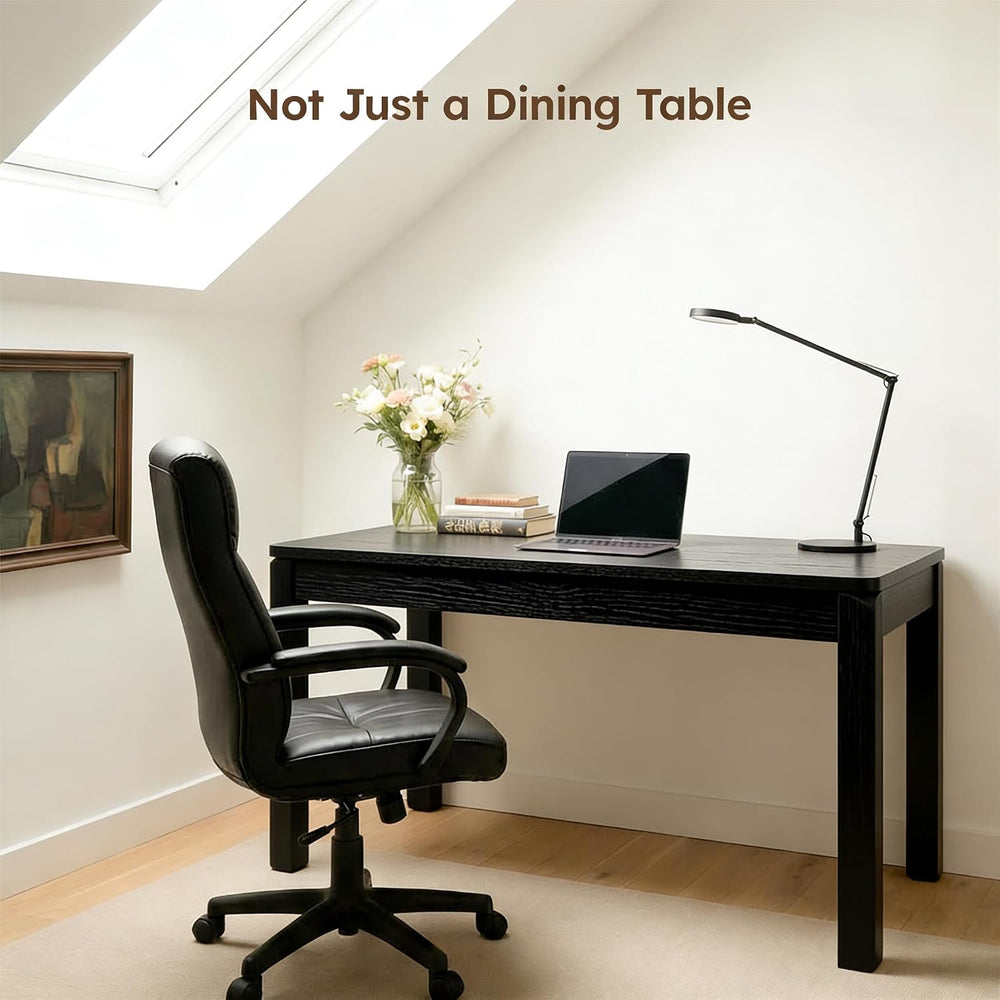 Black Dining Table for 6, Farmhouse Rectangular Kitchen Table, Wood | Long Mo...