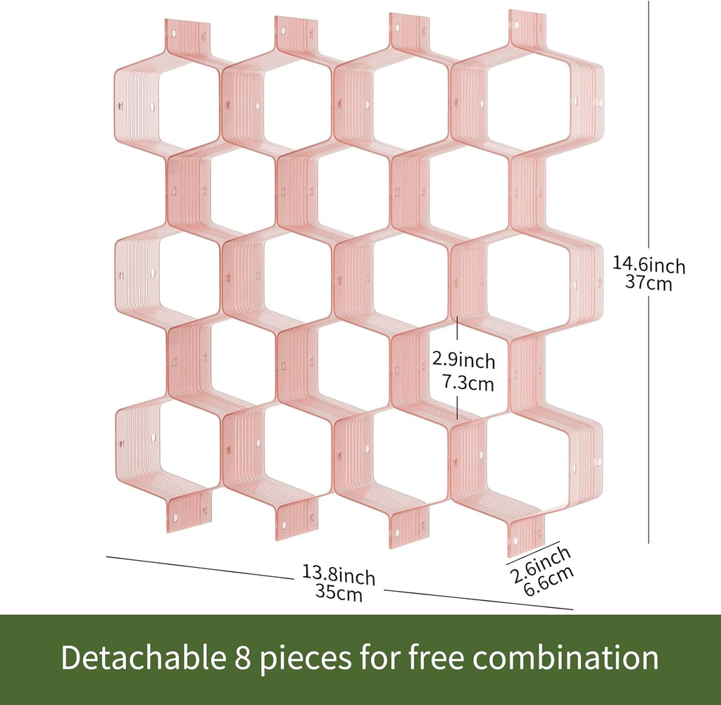 Honeycomb Separator Adjustable Drawer Organizer Divider for Underwear Belt-Scarf Socks Organizer (Pink(2pcs))