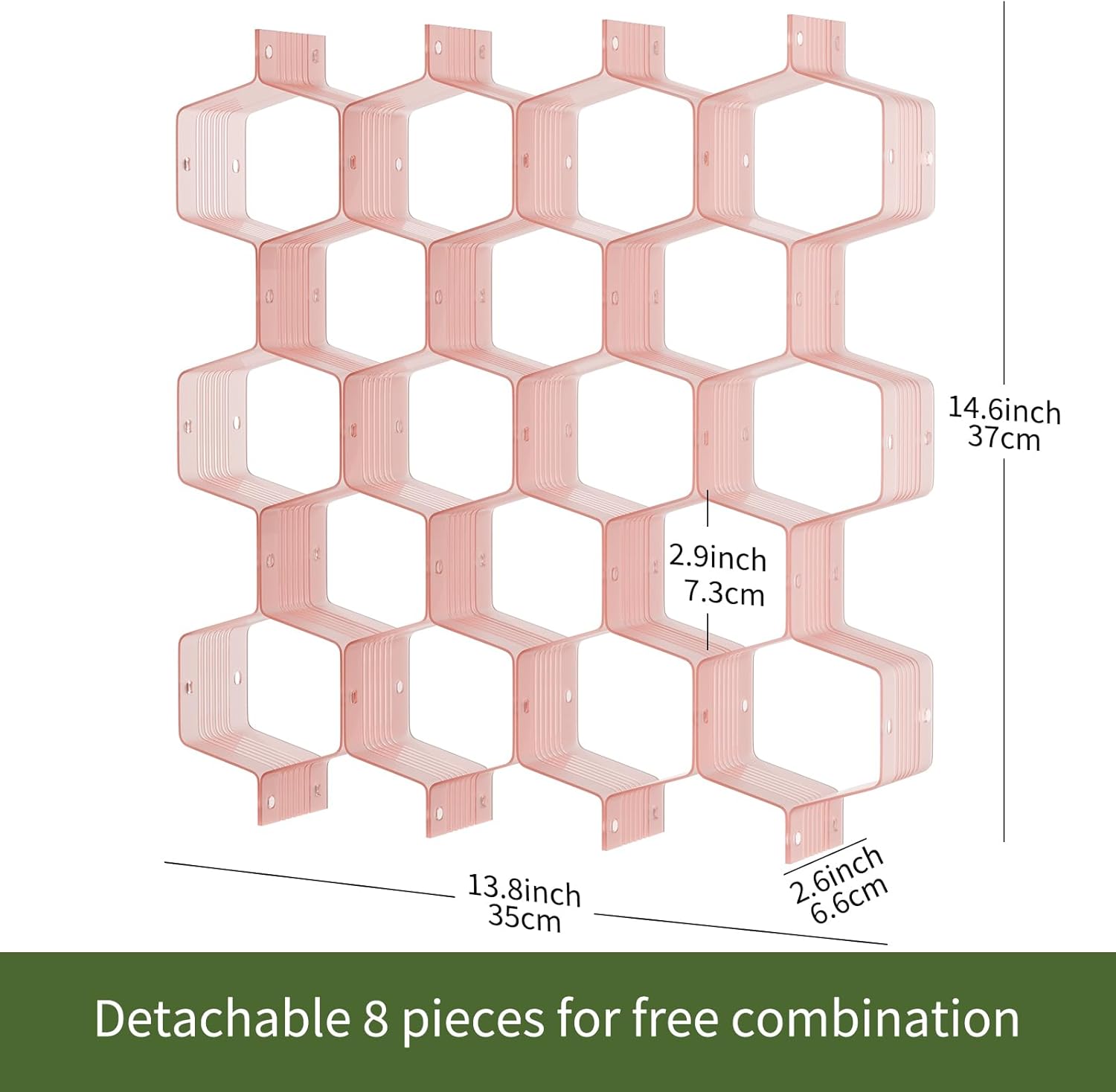 Honeycomb Separator Adjustable Drawer Organizer Divider for Underwear Belt-Scarf Socks Organizer (Pink(1pc))