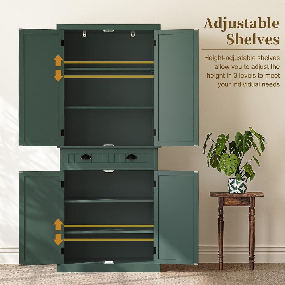 ARTPOWER 72" Tall Kitchen Pantry Storage Cabinet with Drawer and Adjusta...