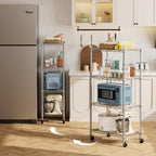 4 Tier Shelves Storage Shelf Wire Closet Bathroom Organizers Metal Pantry Kitchen Garage Shelving Unit Laundry Room Organization Home Rack Net Basket White with Wheels 14”D X 24”W X 48.9”H