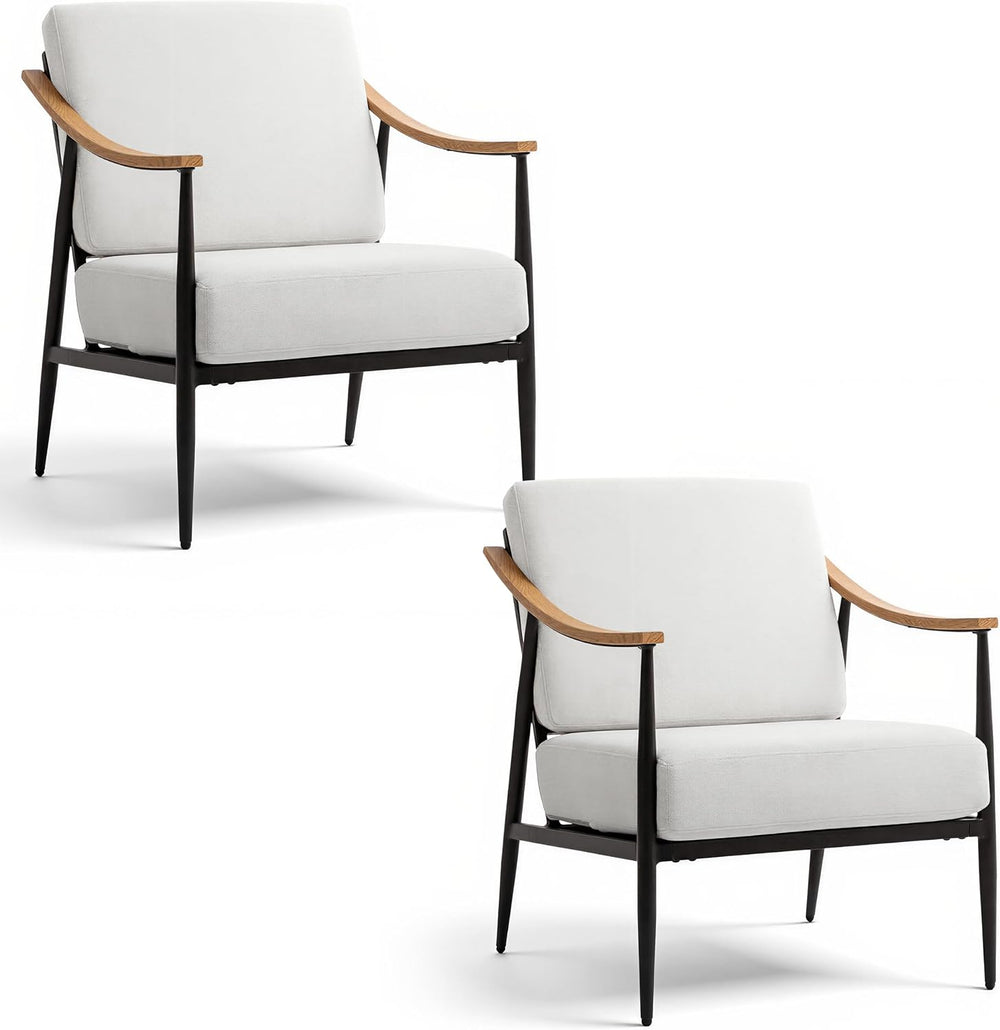 RNKSFX Modern Accent Chairs Set of 2 for Living Room Bedroom Mid Century Arm ...