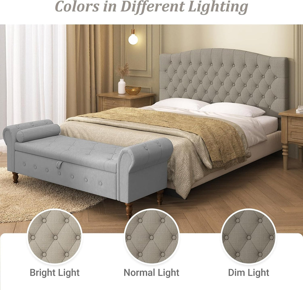 Furpopup Linen Upholstered Headboard Queen/Full Size Latest Model Wall Mount,...