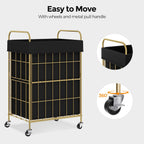 Laundry Hamper with Wheels, 90L Laundry Basket with Handle, Laundry Sorter with Removable Liner Bag