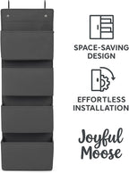 Joyful Moose Over the Door Hanging Organizer Closet Storage Bins Grey