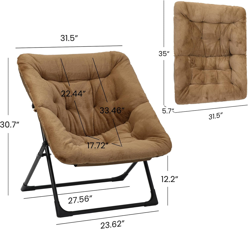 Comfy Saucer Chair for Adults, Set of 2, Soft Faux Fur Bedroom Chair, Accent ...