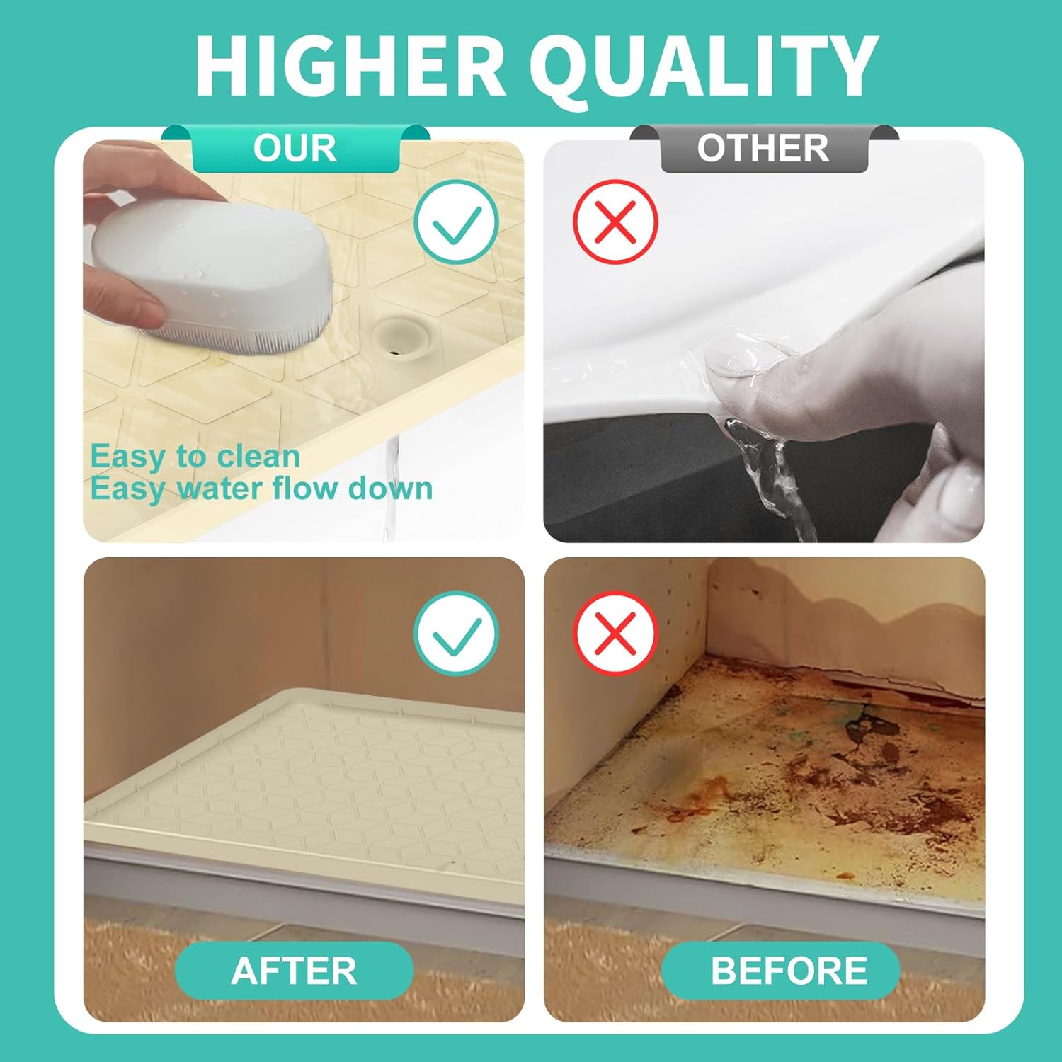 Under Sink Mat for Kitchen Silicone Waterproof Under Sink Liner, Flexible Sink Cabinet Organizer Tray with Drain Hole, Hold up to 3.3 Gallons Liquid, Easy to Clean
