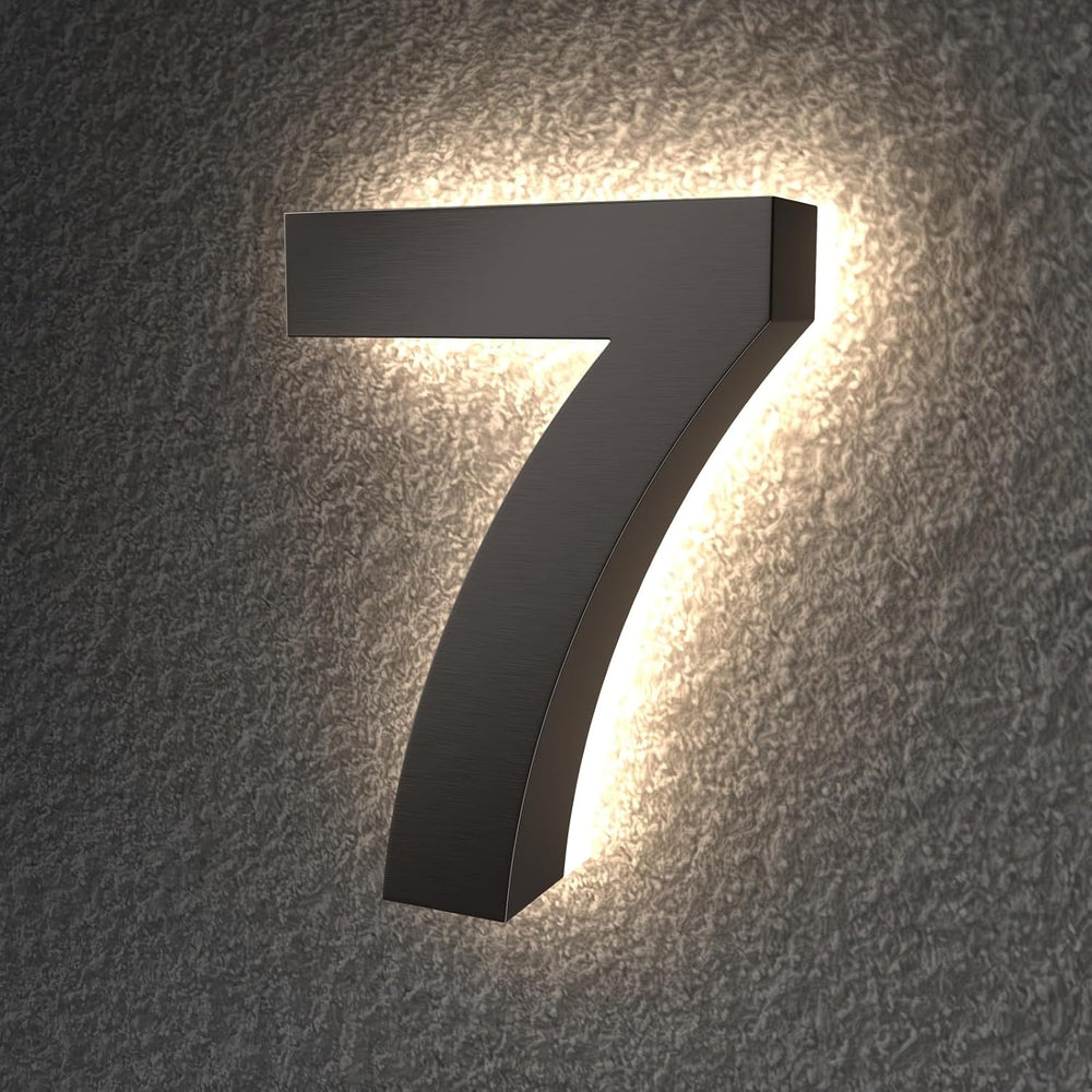 7 Inch Backlit LED House Numbers for Outside Light Up Address Number