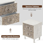 COSIEST Nightstand, 14" D x 18" W x 21.5" H MDF End Table with 2 Drawers, Vintage Style Wood Bedside Table, Bedroom Accessories for Home, Office, College Dorm