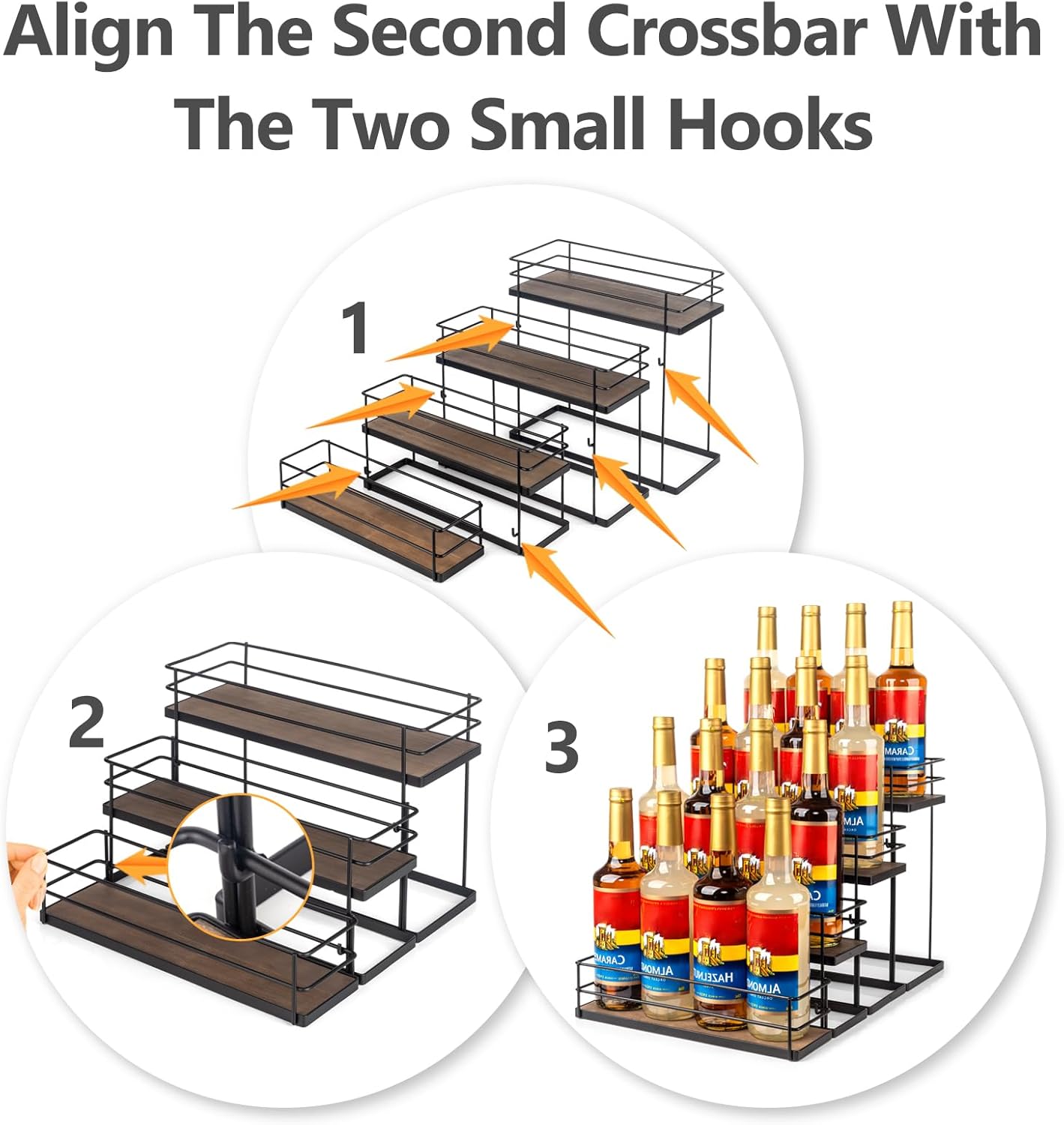 kimilus 16 Bottle Capacity Coffee Syrup Organizer 4 Tier Coffee Syrup Stand Shelf for Coffee Bar Kitchen Small Wine Rack for Bar Family Storage for Syrup Wine Dressing
