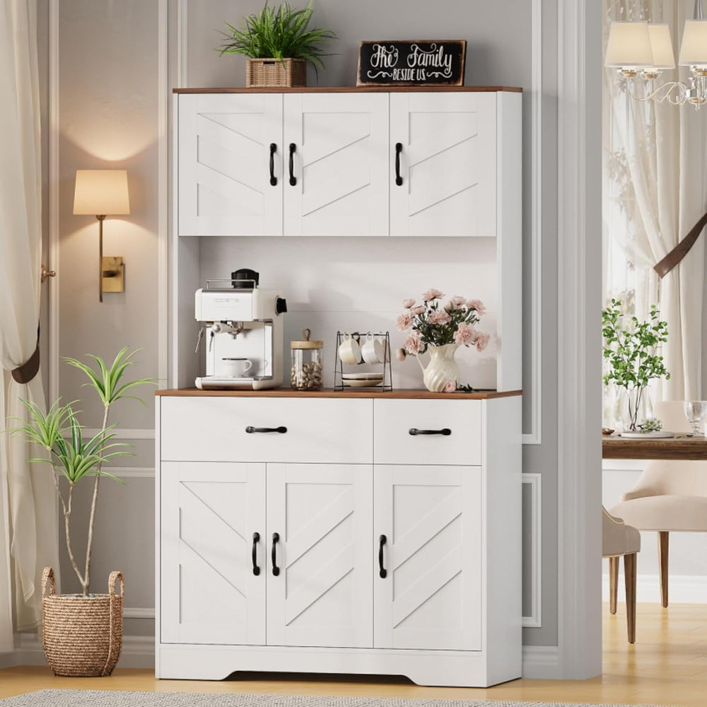 Garvee 71" Kitchen Pantry Cabinet with Charging Station, Kitchen Hutch S...