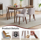 Dining Chair Set of 4, Linen Upholstered Dining Chair with Wood Legs, Wing Backrest, Wooden Kitchen Chair, Kitchen Chairs with Thick Cushions for Dining Room, Living Room, Light Grey