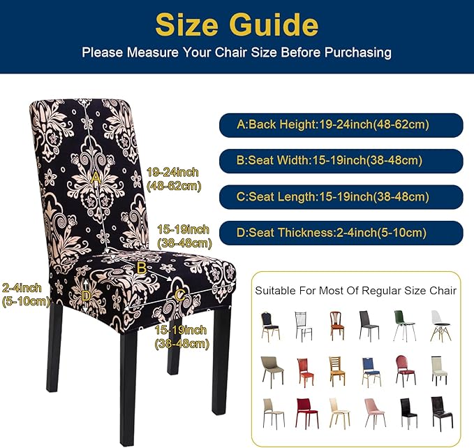 Dining Room Chair Covers - Stretch Kitchen/Dining Room Set of 4, Removable Washable Slipcovers for Home, Hotel, Banquet