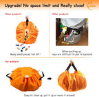 Toy Storage for Lego Play Mat Bag - Duplo Toy Organizer Storage Bag by Drawstring for Kids Tidy Toy with Lips can as Gift (2Pcs = Big Orange + Mini Yellow)