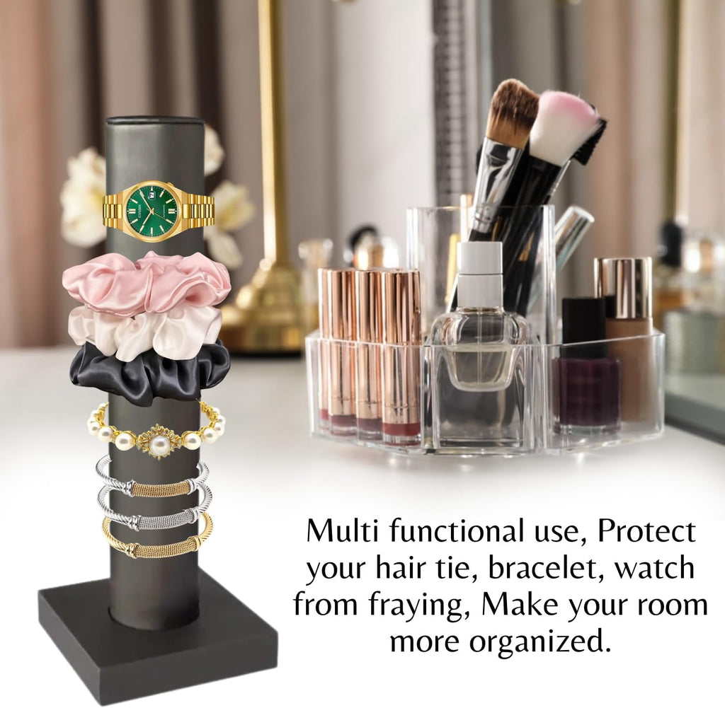 Novel Box Silver Leatherette Vertical Bracelet/Bangle Display Tower - Jewelry Organizer Tower Stands for Bracelet Displays - Hair Tie Bangle Bracelet Watch Scrunchie Holder for Selling or Personal Use