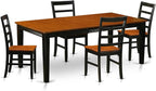 East West Furniture QUPF5-BCH-W 5 Piece Dining Table Set for 4 Includes a Rectangle Kitchen Table with Butterfly Leaf and 4 Kitchen Dining Chairs, 40x78 Inch, Black & Cherry