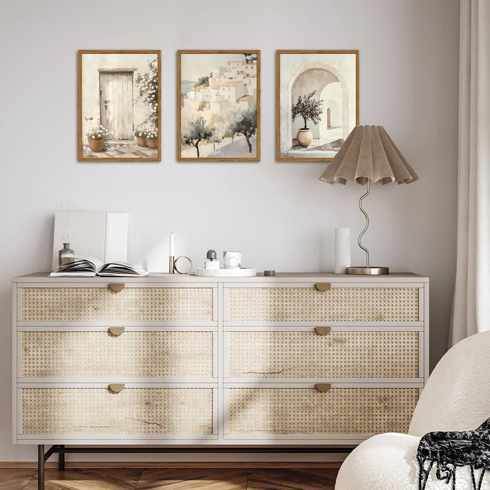 Framed Vintage Italian Wall Art Set of 3, Rustic Neutral Olive Tree Pictures ...