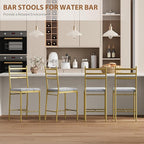 GarveeHome Bar Stools Set of 4, Counter Height Bar Chairs with Back and Thick Cushion, Upholstered Dining Chairs with Padded Seat, Barstools for Kitchen Island, Bar, Dining Room, Retro Gold