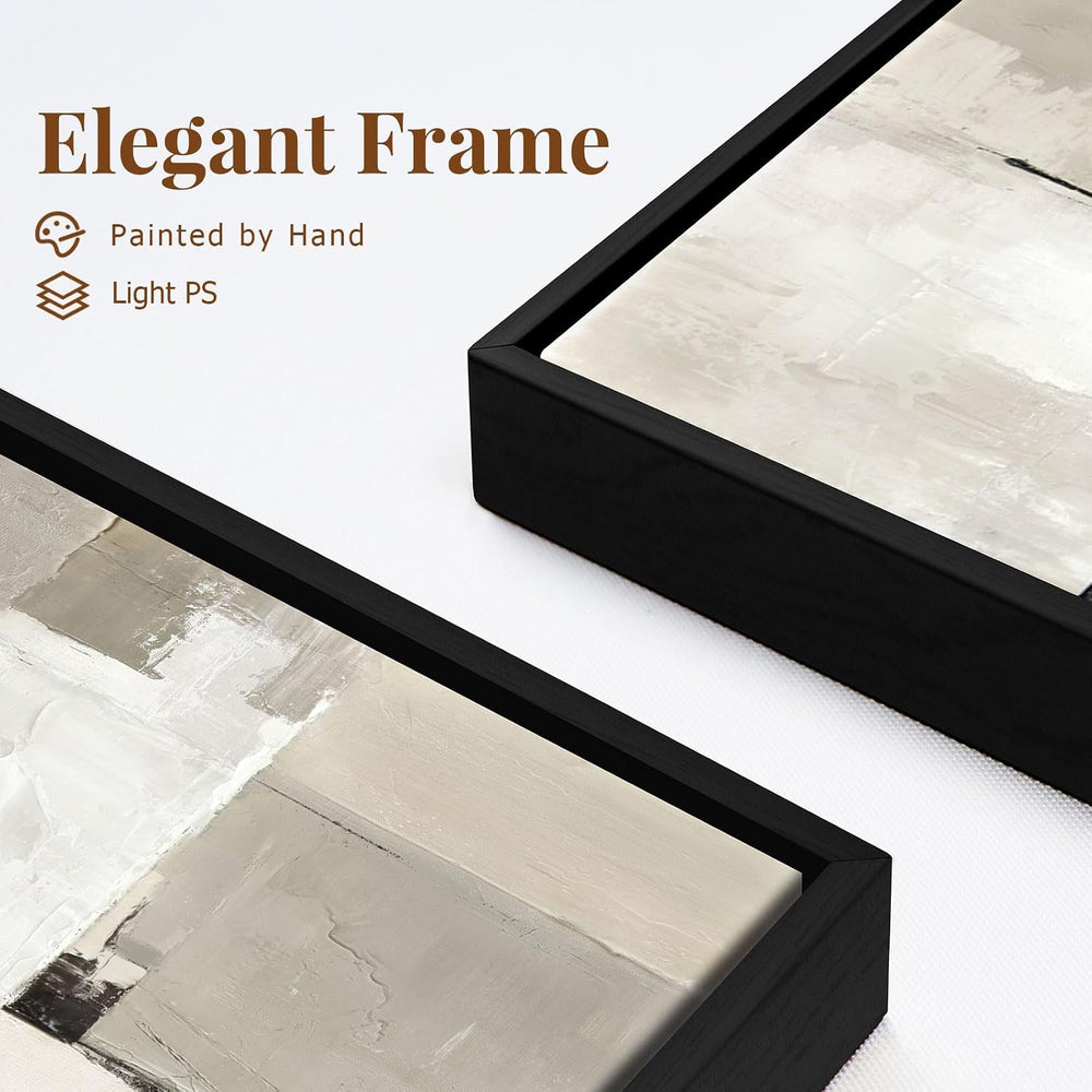 SAFERRYHOME Neutral Abstract Beige,Gray and Black Wall Art Set of 2,24"x...
