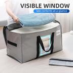 TAILI Extra Large Moving Bags, 10 Pack Silver Heavy Duty Totes for Storage with Visible Window, Wrap Around Handles, Storage Bags for Space Saving, Alternative to Moving Boxes