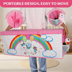Extra Large Toy Box, Collapsible Storage Organizer with Lids, Sturdy Unicorn Toy Chest for Boys Girls, 40"x14"x16" Kids Storage Bin Box Baskets for Living Room, Playroom, Bedroom, Nursery