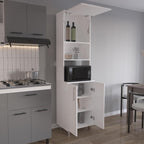 21.7" D*15.4" W*80.3" H Freestanding Kitchen Pantry with 4 Shelves, Top Single Door & Lower Double Door, Rectangular Storage Cabinet, Modern Minimalist, for Living Room, Dining Room, White