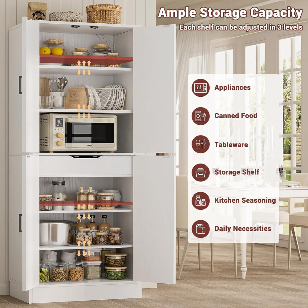 Unikito 71" Tall Kitchen Pantry Storage Cabinet with Farmhouse Barn Door...